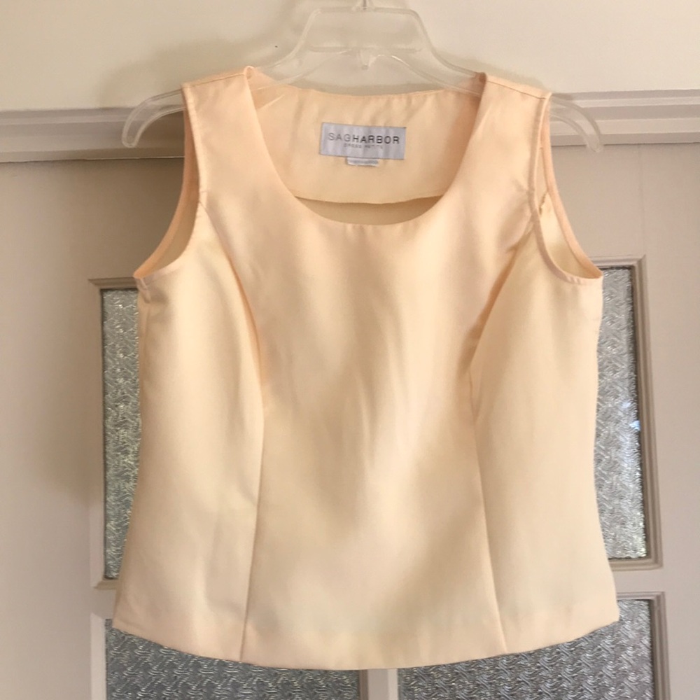 Sag Harbor Butter Cream Cropped Top Satin Shell Separate